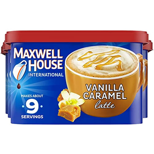 Maxwell House International Vanilla Caramel Latte Café-style Instant Coffee Beverage Mix, 4 Ct. Pack, 8.7 Oz. Canister