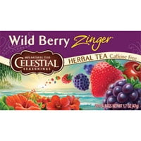 Celestial Seasonings Caffeine Free Wild Berry Zinger Natural Herbal Tea - 20 Bags, 3 Pack