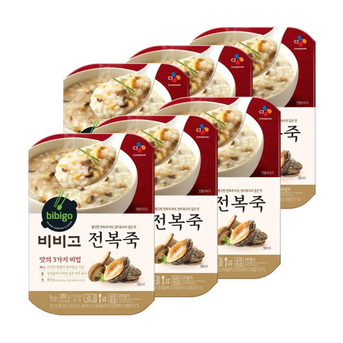 [pack Of 6] Cj Bibigo Instant Porridge Easy Meal Pack 280g (abalone, 전복죽)