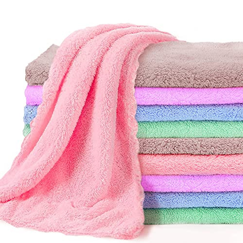 10pcs Baby Washcloths 20x10inch Strong Absorbent Burp Cloths Microfiber Coral Fleece Towels, Multicolors Wash Rags Great For Newborn Baby Infants Toddler Bathing