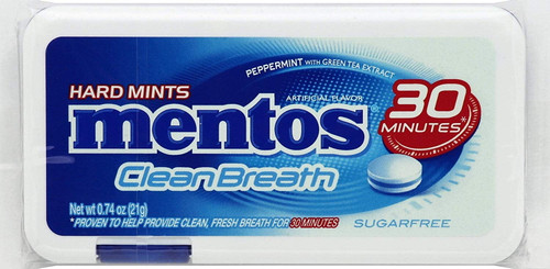 Mentos Clean Breath Hard Mints 0.74 Oz, Peppermint