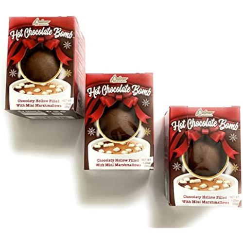 Hot Chocolate Melting Fizz Ball Hollow Filled With Miniature Marshmallows (3 Pack) Each 1.25oz Enjoy In Hot Milk