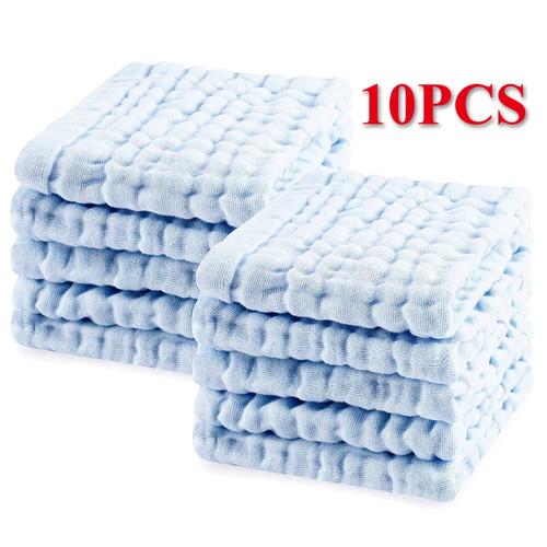 Muslin Baby Wipes, Purified Cotton, Soft, Newborn, Multi-purpose 10-pack