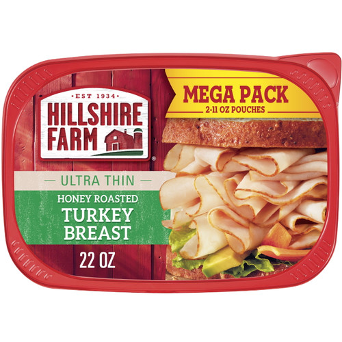 Hillshire Farm Sliced Honey Roasted Turkey Breast Deli Lunch Meat Mega Pack, 22 Oz
