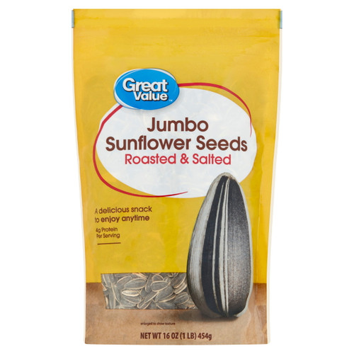 Great Value Roasted & Salted Jumbo Sunflower Seeds, 16 Oz