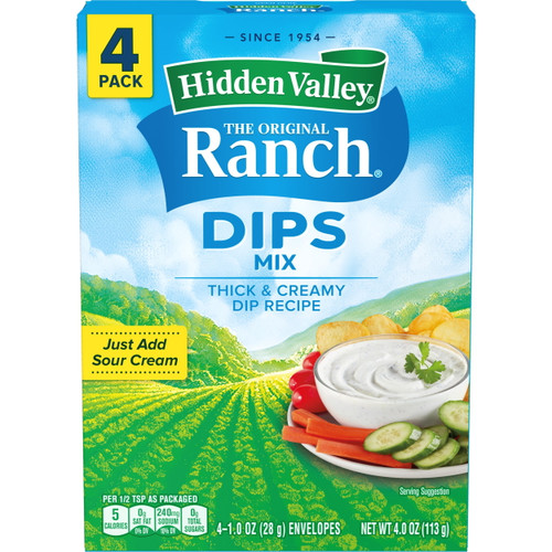 Hidden Valley Original Ranch Dips Mix, Gluten Free, Keto-friendly - 4 Packets