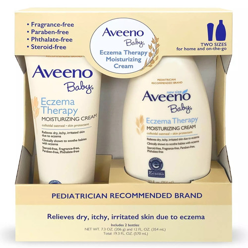 Aveeno Baby Eczema Therapy Moisturizing Cream With Natural Oatmeal (1- 7.3 Oz. And 1- 12 Fl. Oz.)