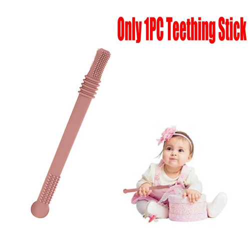 1piece Baby Teether Tube, Silicone Baby Teether Hollow Teething Straws Baby Teether Chewing Molar Sensory Toys For Toddlers Girls Boys-pink