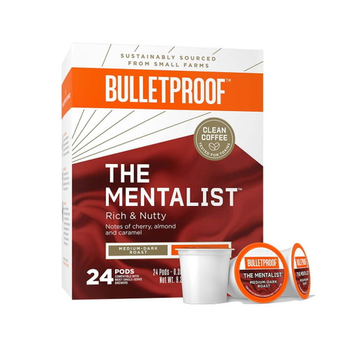 The Mentalist Single-serve Pods, Medium Dark Roast, 24 Count, Bulletproof Keto, 100% Arabica Coffee, Certified Clean Coffee, Rainforest Alliance, Sourced From Guatemala, Columbia & El Salvador