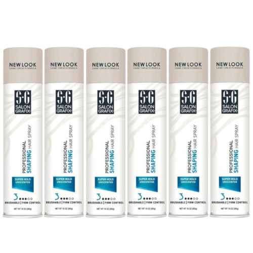 6 Pack Salon Grafix Unscented Shaping Hair Spray, 10oz Each