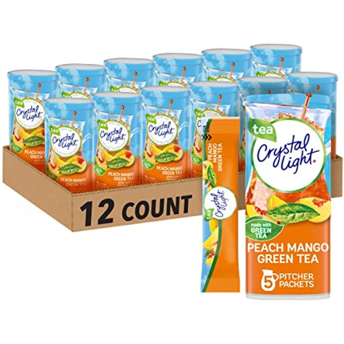 Crystal Light Sugar-free Peach Mango Green Tea Naturally Flavored Powdered Drink Mix 60 Count Pitcher Packets