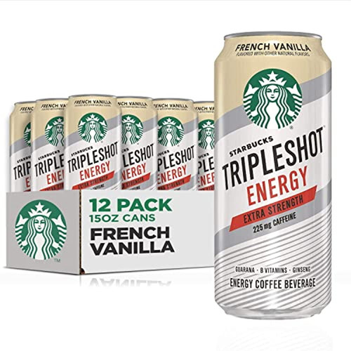 Starbucks Tripleshot Energy Extra Strength Espresso Coffee Beverage, French Vanilla, 225mg Caffeine, 15 Oz Cans (12 Pack)