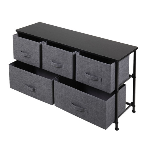 2-tier Storage Dresser With 5 Non-woven Fabric Drawers For Living Room, Bedroom And Entryway