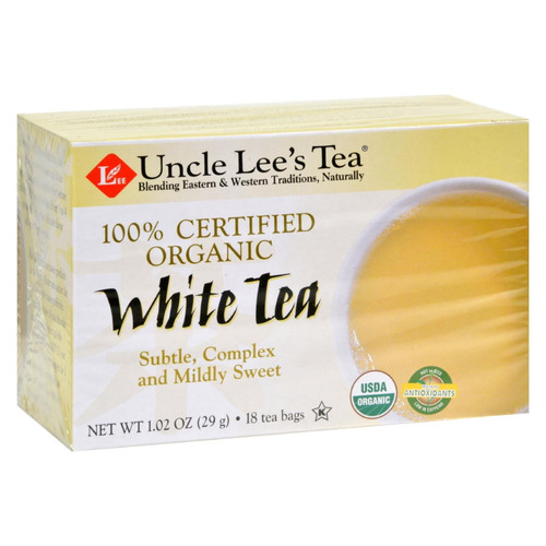 Uncle Lee's Tea 100% Certified Organic White Tea, 18 Bags