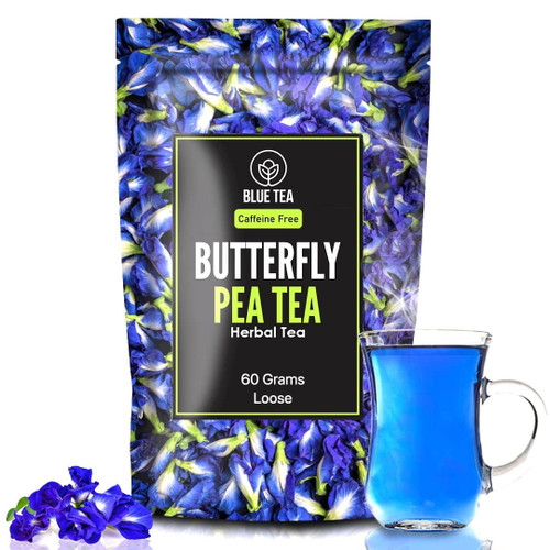 Blue Tea - Butterfly Pea Flower Tea - 2.11 Oz ( 200 Cups) | Super- Antioxidant || Natural Food Coloring, Iced Tea, Cocktails, Mocktails | Caffeine-free- Vegan - Premium Zipper - Gift |