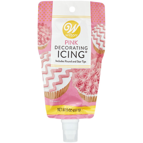 Wilton Pink Icing Pouch With Tips, 8 Oz.
