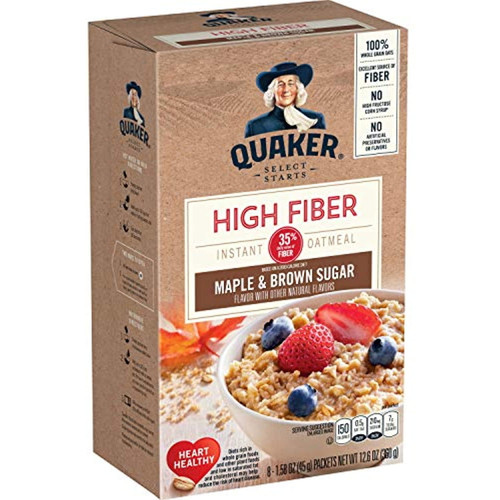 Quaker High Fiber Instant Oatmeal - Maple & Brown Sugar (2 Pack)