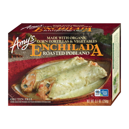 Amy's Non Gmo Roasted Poblano Enchilada, 9.1oz Box (frozen)