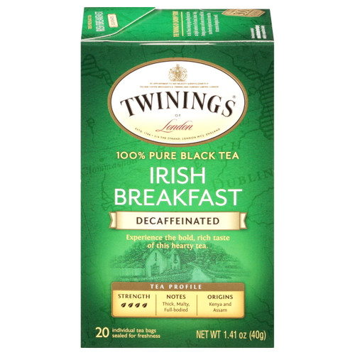 Twinings Of London Irish Breakfast Decaffeinated Black Tea Bags, 20 Ct, 1.41 Oz