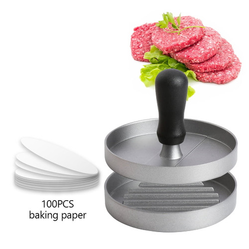 Hamburger Press Patty Maker, Aluminum Non-stick Burger Press With 100pcs Waxed Papers, 4.6 Inch Diameter Meat Beef Veggie Burger Patty Maker For Bbq Barbecue Kitchen Grilling - By Robot-gxg