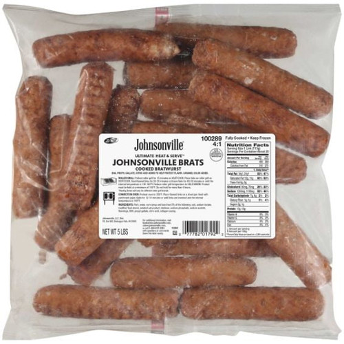 Johnsonville 4 :1 Ultimate Heat And Serve Brat, 5 Pound - 2 Bags Per Case.