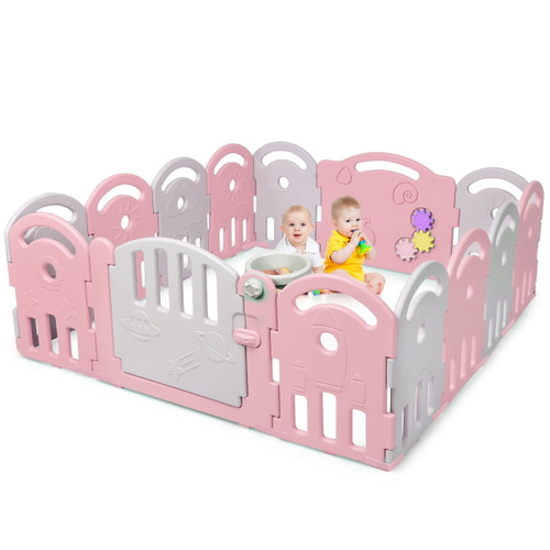 Costway 14-panel Baby Playpen Kids Activity Center Playard W/music Box