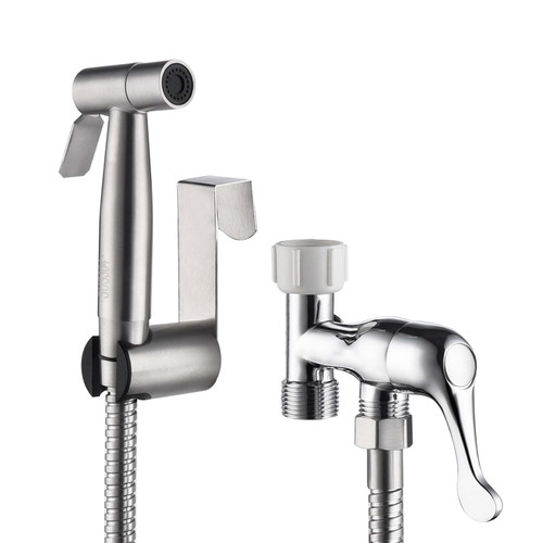 Lingjia Bidet Sprayer For Toilet, Handheld Cloth Diaper Sprayer Silver