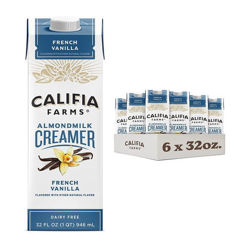 Califia Farms - French Vanilla Almond Milk Coffee Creamer, 32 Oz (pack Of 6), Shelf Stable, Dairy Free, Plant Based, Vegan, Gluten Free, Non Gmo, Almond Creame