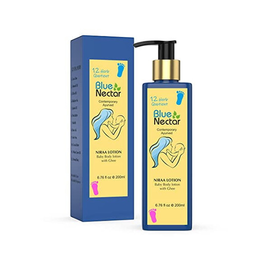 Blue Nectar Baby Lotion With Ghee, Roses, Wheatgerm Oil For Soft Skin (12 Herbs, 200 Ml)
