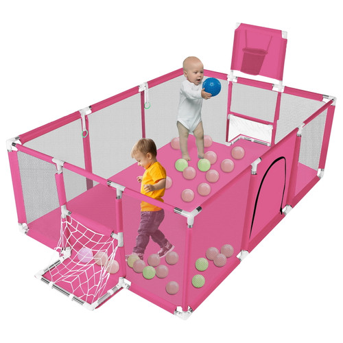 Rongtrading 71inch Extra Large Kid Baby Playpen Baby Playard With Basketball Hoop Mesh Infant Children Play Game Fence For Indoors Outdoors Home
