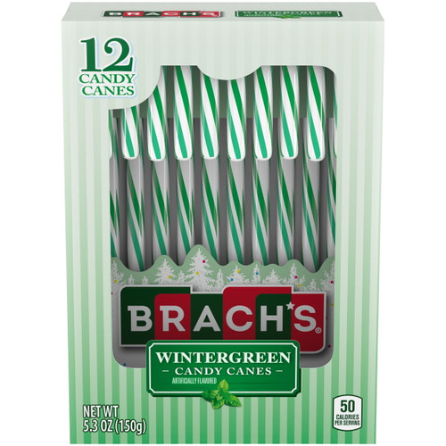 Brach's Wintergreen Christmas Candy Canes, 5.3 Oz Box, 12ct