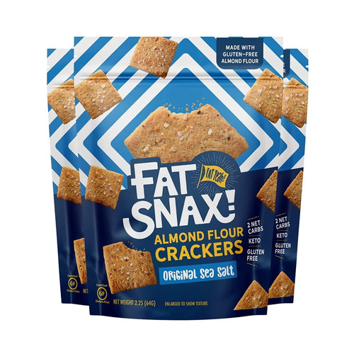 Roll Over Image To Zoom In Fat Snax Almond Flour Gluten-free Crackers - Low-carb Keto Crackers With 11g Of Fats - 2-3 Net Carb* Keto Snacks - (sea Salt, 3-pack)