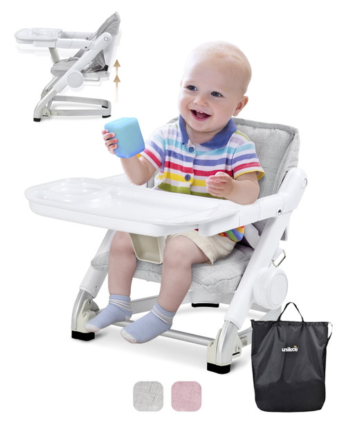 Unilove Feed Me 3-in-1 Portable High Chair & Feeding Booster Seat For Infant And Toddler, Shadow Gray