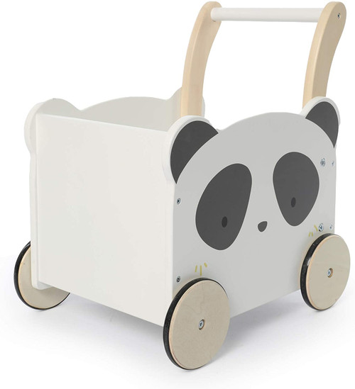 Mzdxj Panda Wooden Baby Push Walker - 2-in-1 Toddler Push & Pull Toys Learning Walker Stroller Walker With Wheels For Baby Girls Boys 1-3 Years Old