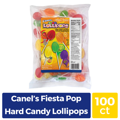 Canel's Fiesta Pop, Traditional Mexican Hard Candy Lollipops, 100 Ct