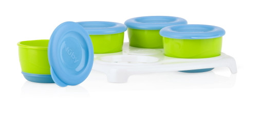 Nuby Garden Fresh Baby Food Storage Containers W/ Tray, 2 Oz, 4 Pack