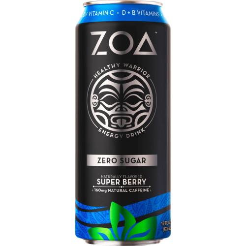 Zoa Energy Drink, Super Berry, Zero Sugar, 16 Fl Oz.