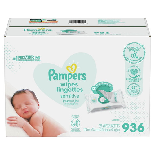 Pampers Baby Wipes Sensitive Perfume Free 13x Pop-top Packs, 936 Ct.