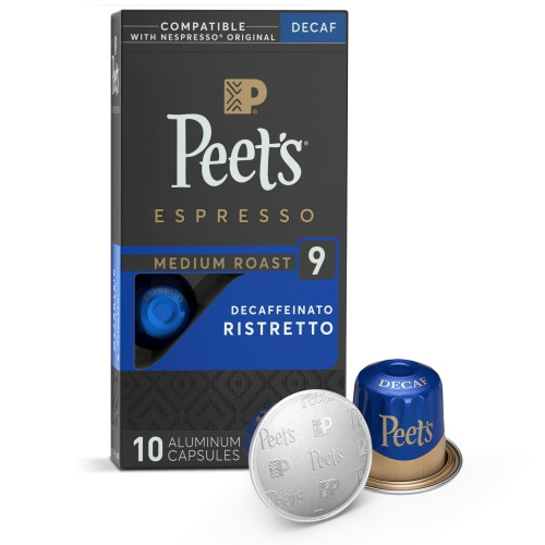 Peet's Coffee Espresso Capsules, Decaf Ristretto Intensity 9 (10 Count) Compatible With Nespresso Original  Machines