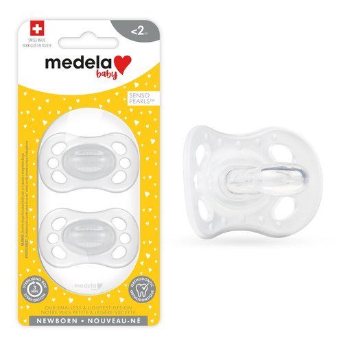 Medela Baby Newborn Silicone Bpa Free Pacifiers For 0-2 Months, Extra Lightweight And Small Teat, Designed For Breast Feeding Babies, Supports Natural Suckling, 2 Pack