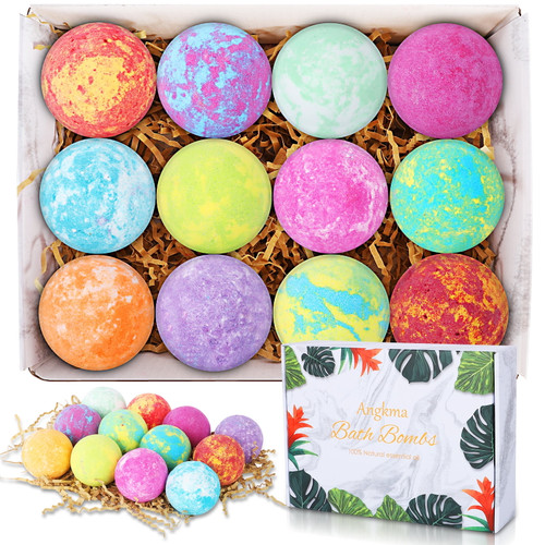 12 Kinds Of Natural Bath Bombs, Hand-made Bubble Bath Bomb Gift Box, Rich In Essential Oils, Shea Butter, Coconut Oil, Can Moisturize Dry Skin, Is A Idea For Women