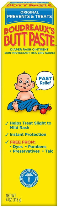 Boudreaux's Butt Paste Tube, Diaper Rash Ointment 4 Oz (pack Of 2)