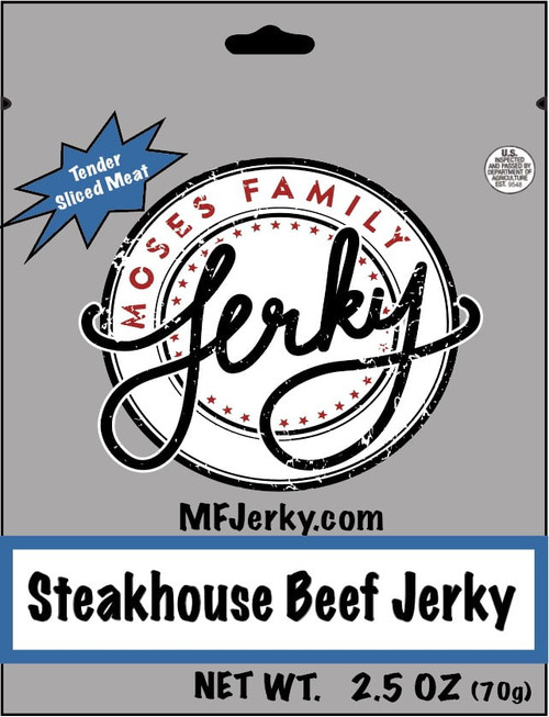 Moses Family Jerky, Steakhouse Beef Jerky, 2.5 Ounce, Tender Sliced Meat