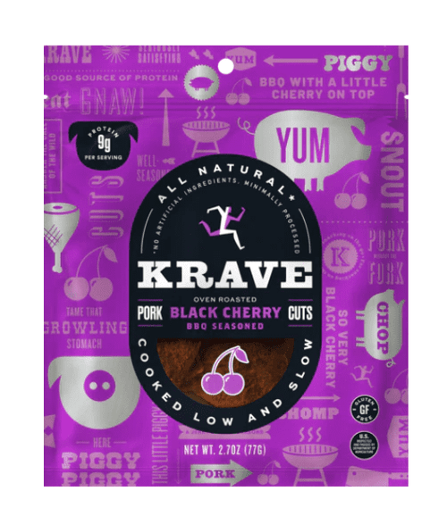 Krave Gourmet Seasoned Pork Jerky Cuts Black Cherry Barbecue 2.7 Oz Pack Of 2