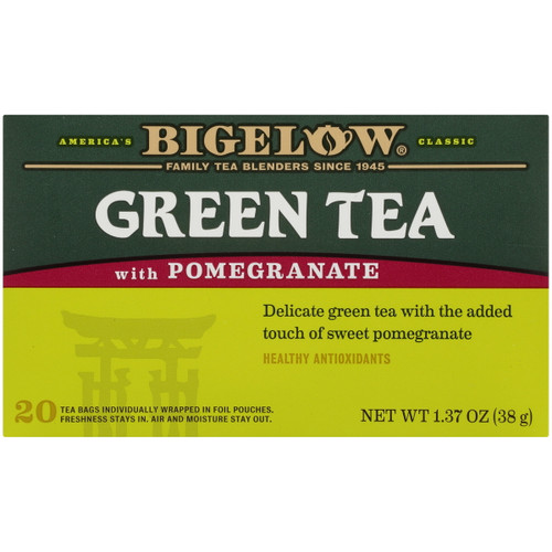 Bigelow Green Tea With Pomegranate, Tea Bags, 20 Count