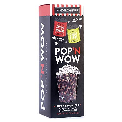 Urban Accents Pop ‘n "کwow Flavors For Popcorn , Fiery Favorites Popcorn Kernels And Popcorn Seasoning Variety Pack - Non-gmo Kernel Popcorn, Spicy Sriracha And Chili Lime Popcorn Toppings