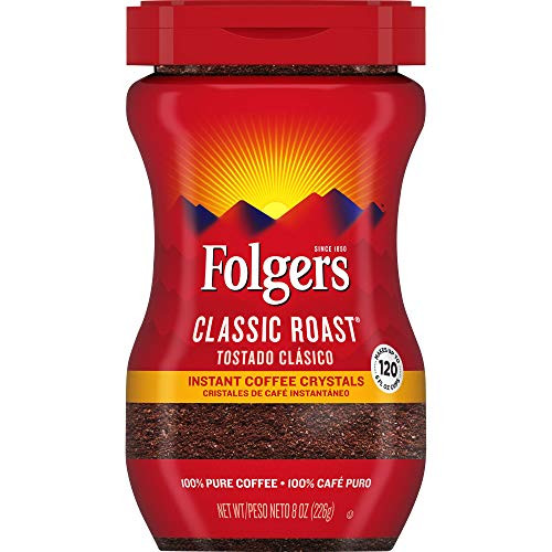 Folgers Classic Roast Instant Coffee Crystals, 8 Oz, 2 Pack