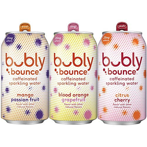 Bubly Bounce Caffeinated Sparkling Water, 3 Flavor Variety Pack, 12oz Cans, 18.0 Count