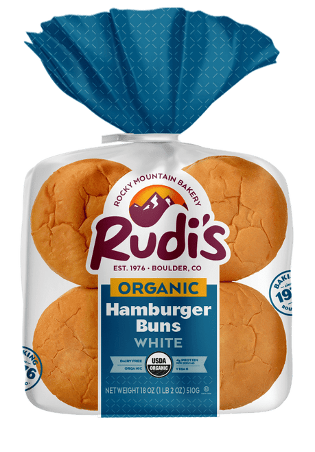 (7 Pack)rudis Organic Bakery Hamburger Buns Wheat, 18 Oz