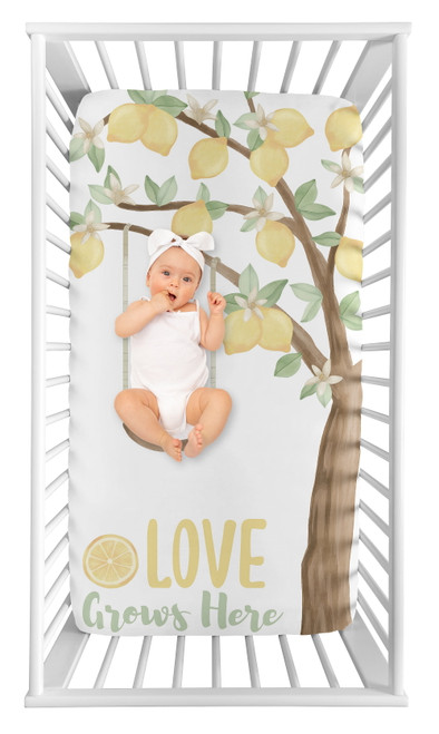 Lemon Floral Photo Op Fitted Crib Sheet By Sweet Jojo Designs